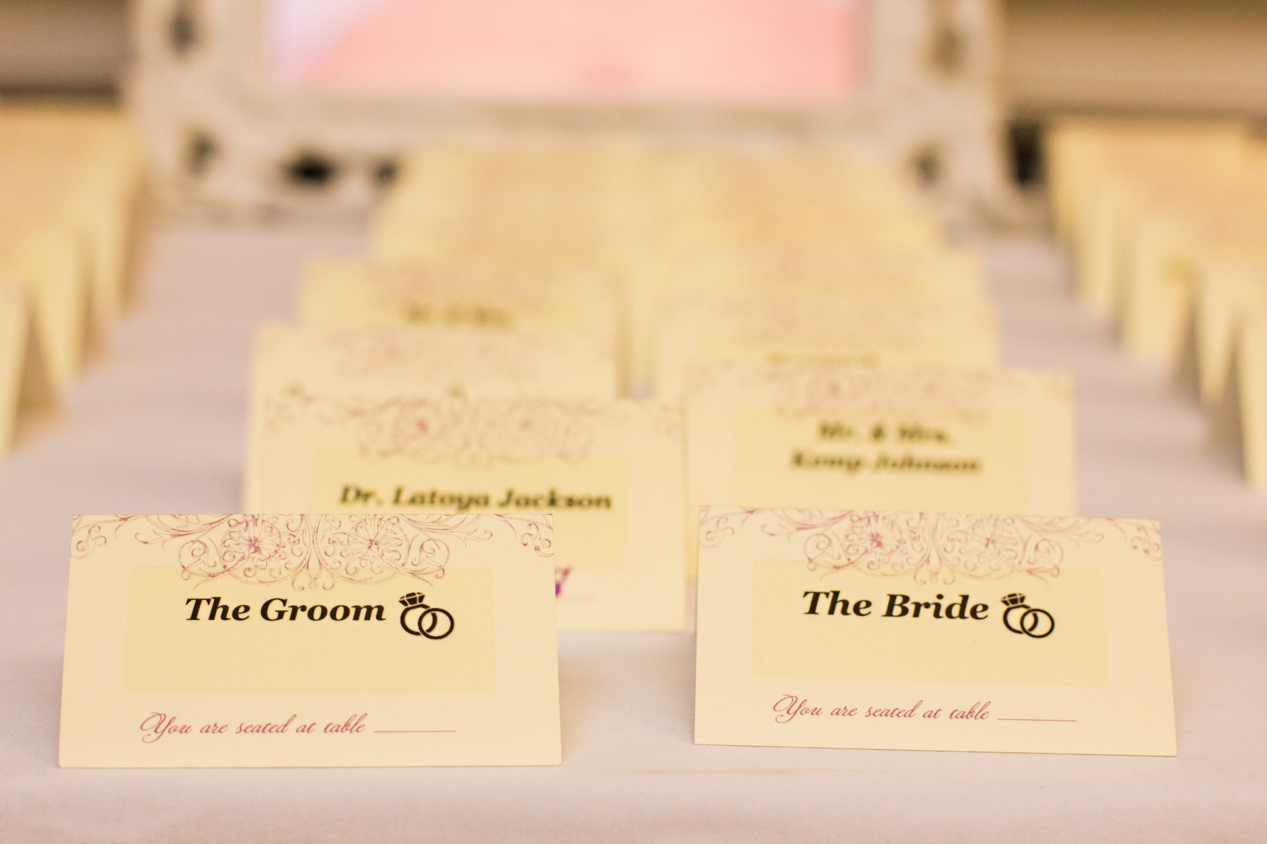 bride and groom place cards
