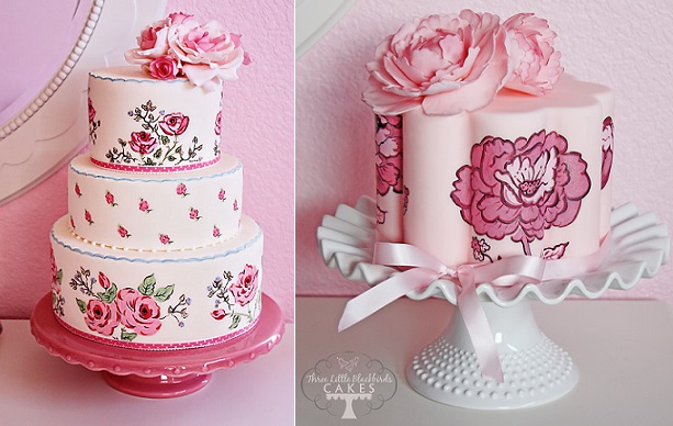 hand-painted cakes by Three Little Blackbirds Cakes
